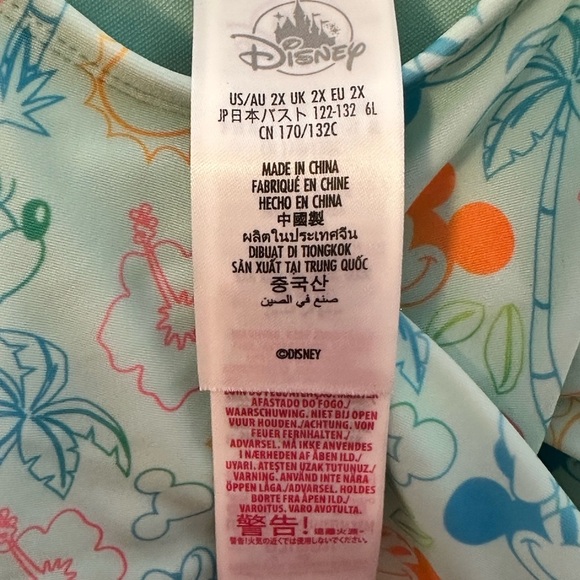 Disney World Minnie Mickey Mouse Tropical Print Green Retro One Piece Size 2XL - Picture 3 of 4